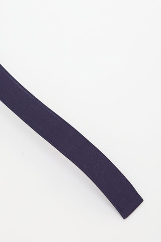 Prada Navy Rectangular Logo Buckle Belt