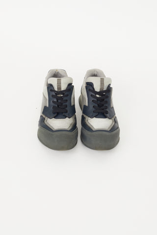Prada Navy & Grey Leather 4E2748 Sneaker