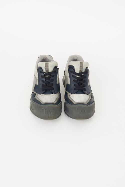 Prada Navy & Grey Leather 4E2748 Sneaker