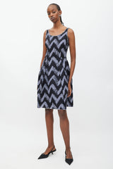 Prada Navy & White Gingham A-Line Dress