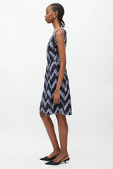 Prada Navy & White Gingham A-Line Dress