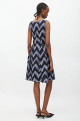 Prada Navy & White Gingham A-Line Dress