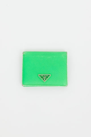 Prada Neon Green Compact Wallet