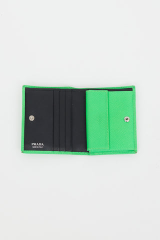 Prada Neon Green Compact Wallet