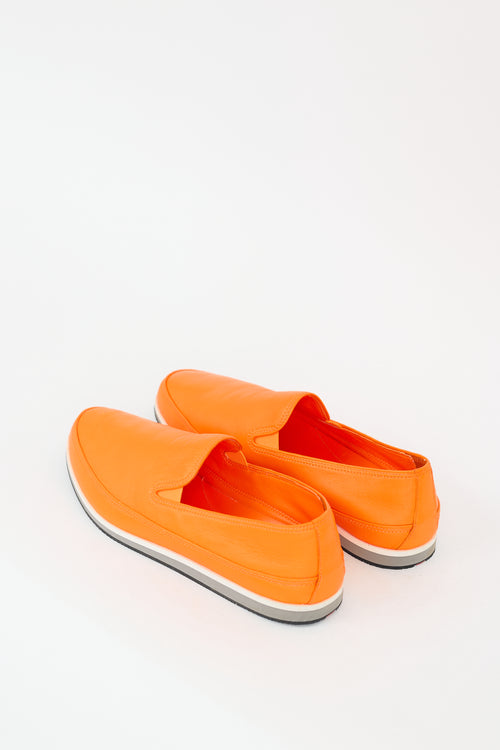 Prada Neon Orange Leather Slip On Sneaker