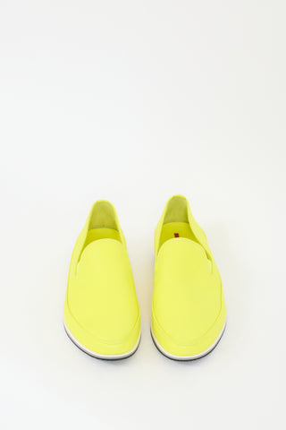 Prada Neon Yellow Leather Slip On Sneaker