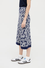 Prada Navy & White Wool Blend Skirt