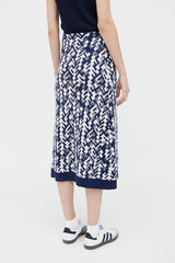 Prada Navy & White Wool Blend Skirt