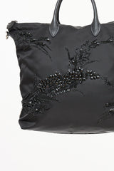 Prada Nylon Ricamo Floral Beaded Tote
