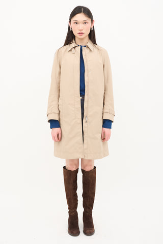 Prada Nylon Kick Pleat Coat