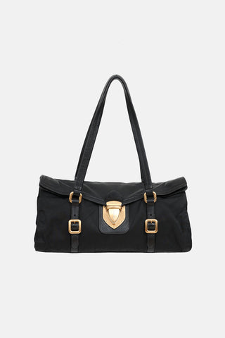 Nylon & Leather Easy Shoulder Bag