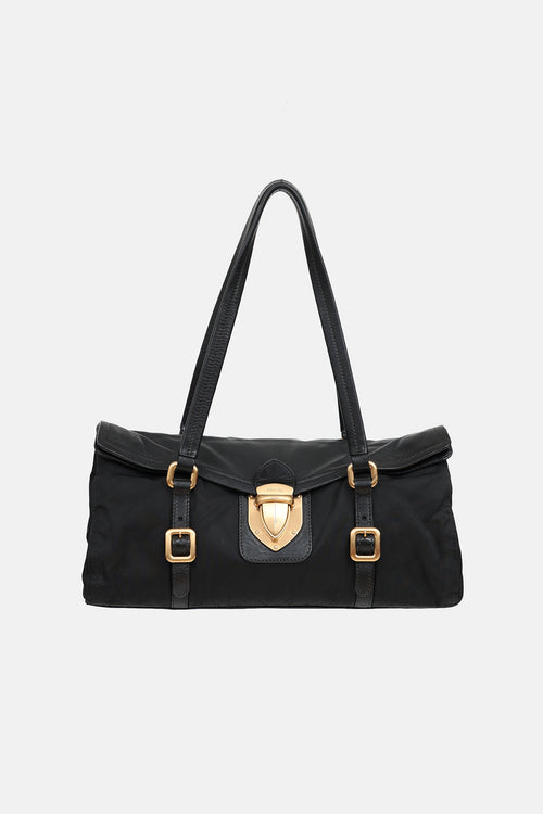 Nylon & Leather Easy Shoulder Bag