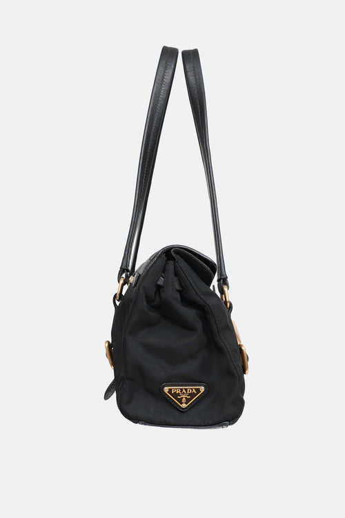 Nylon & Leather Easy Shoulder Bag
