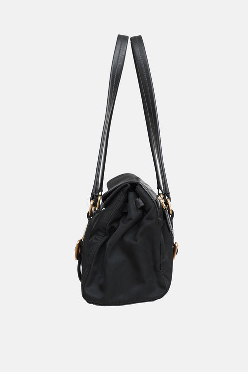 Nylon & Leather Easy Shoulder Bag