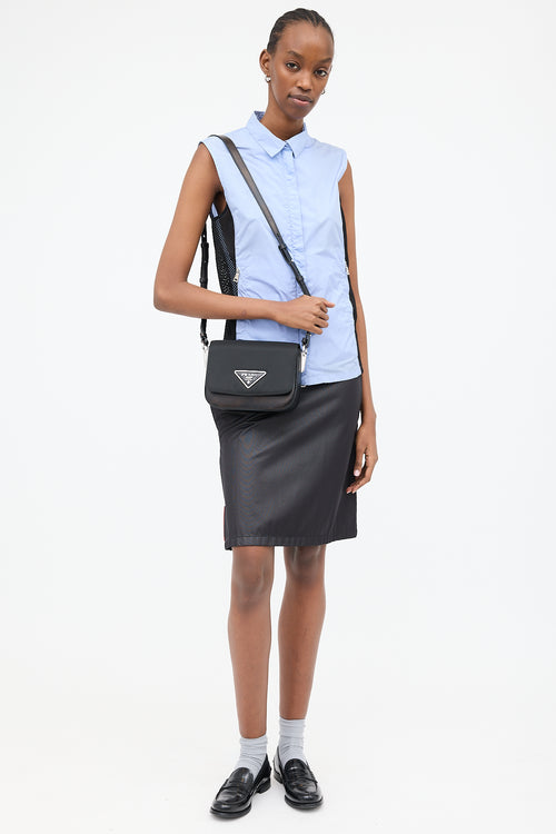 Prada Nylon & Leather Identity Logo Plaque Bag