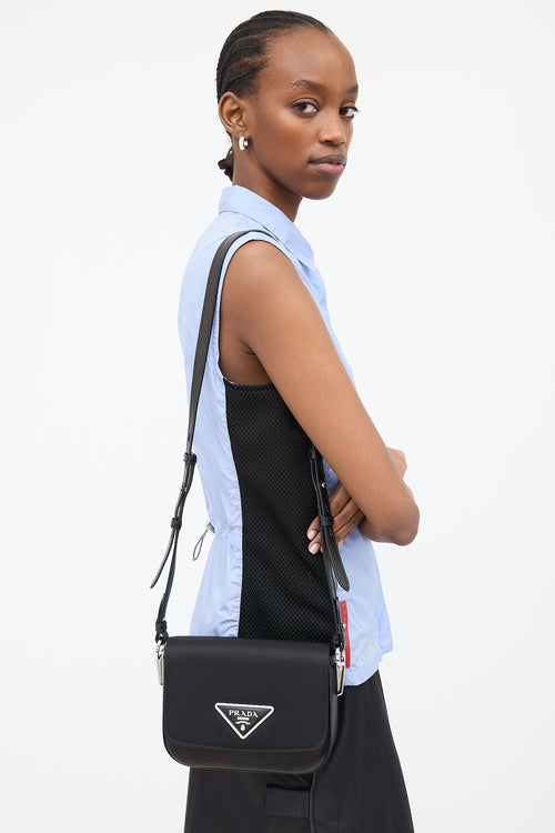 Prada Nylon & Leather Identity Logo Plaque Bag