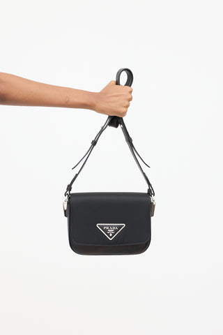 Prada Nylon & Leather Identity Logo Plaque Bag
