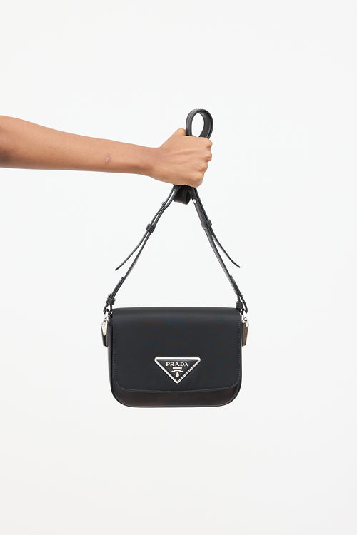 Prada Nylon & Leather Identity Logo Plaque Bag