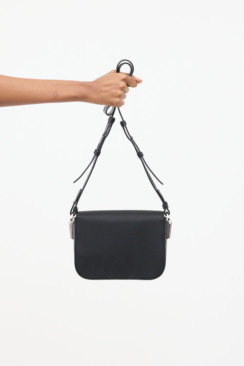 Prada Nylon & Leather Identity Logo Plaque Bag