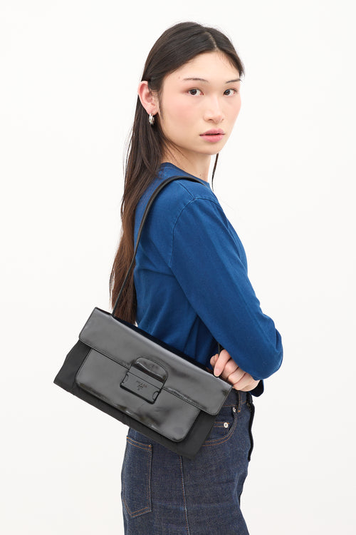 Prada Nylon & Patent Shoulder Bag