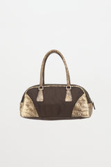 Prada Nylon & Embossed Leather Bowler Bag
