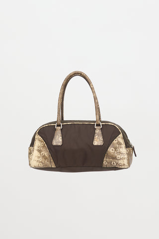 Prada Nylon & Embossed Leather Bowler Bag