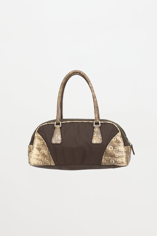 Prada Nylon & Embossed Leather Bowler Bag