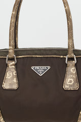 Prada Nylon & Embossed Leather Bowler Bag
