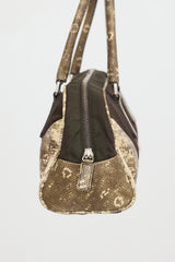 Prada Nylon & Embossed Leather Bowler Bag