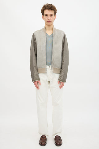 Prada Nylon & Shearling Lined Bomber Jacket