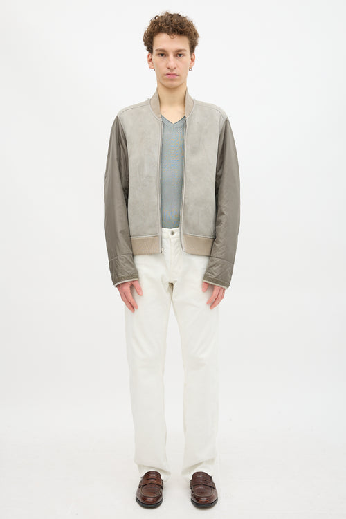 Prada Nylon & Shearling Lined Bomber Jacket