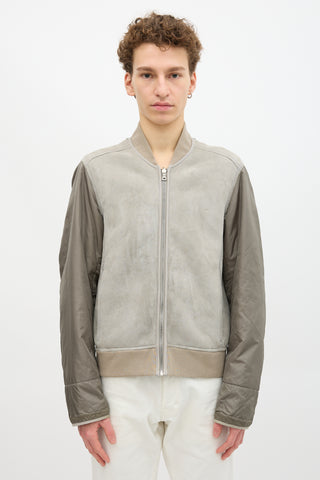Prada Nylon & Shearling Lined Bomber Jacket