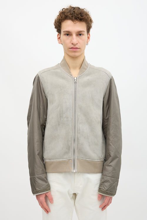 Prada Nylon & Shearling Lined Bomber Jacket