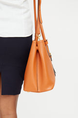 Prada Orange Saffiano Cuir Double Bag