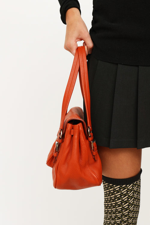 Prada Orange Leather Shoulder Bag