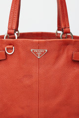 Prada Red & Silver Vitello Daino Life Bag