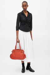 Prada Red & Silver Vitello Daino Life Bag