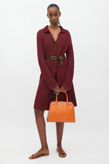Prada Orange & Red Saffiano Vernice Pyramid Frame Bag