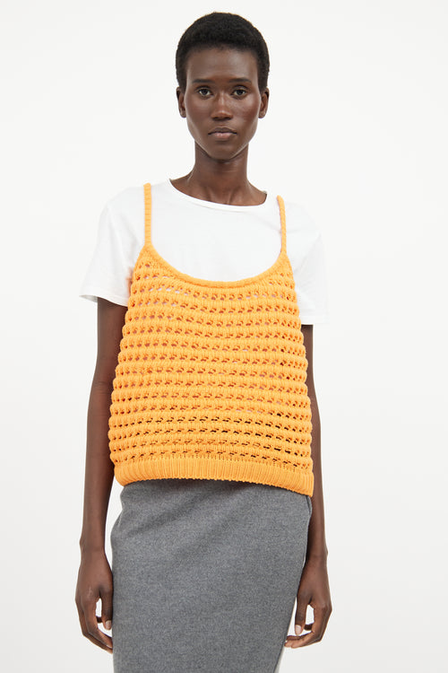 Prada Orange Knit Sleeveless Top