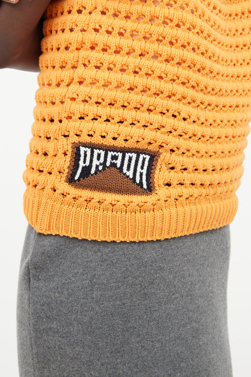 Prada Orange Knit Sleeveless Top