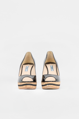 Prada Patent & Cork Wedge Sandal