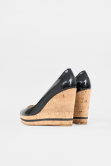 Prada Patent & Cork Wedge Sandal