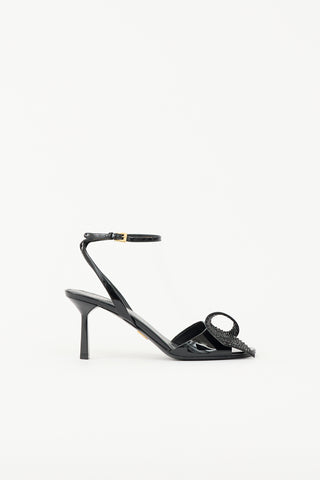 Prada Patent Embellished Bow Sandal