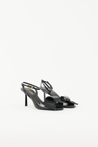 Prada Patent Embellished Bow Sandal