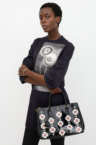 Prada Patent Floral Galleria Bag