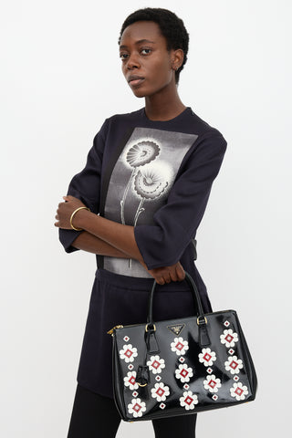 Prada Patent Floral Galleria Bag