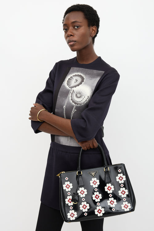 Prada Patent Floral Galleria Bag