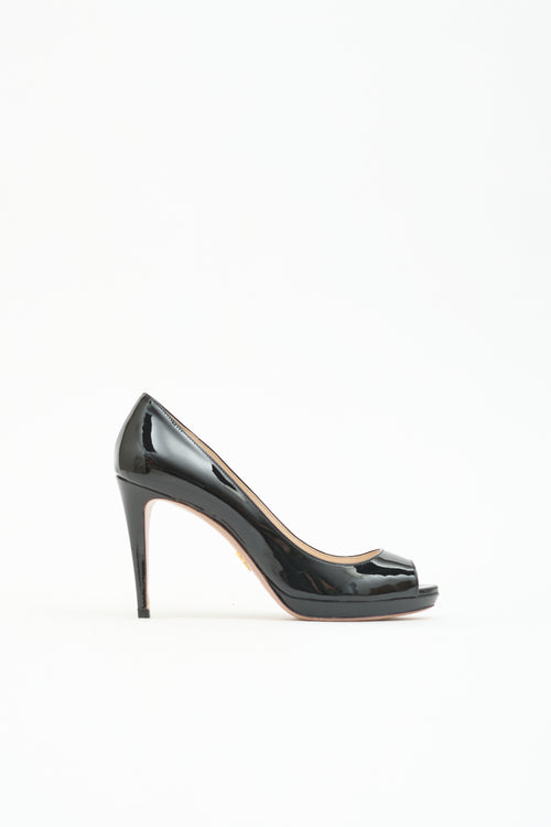 Prada Patent Peep Toe Pump
