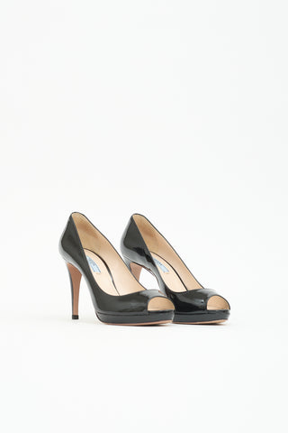 Prada Patent Peep Toe Pump