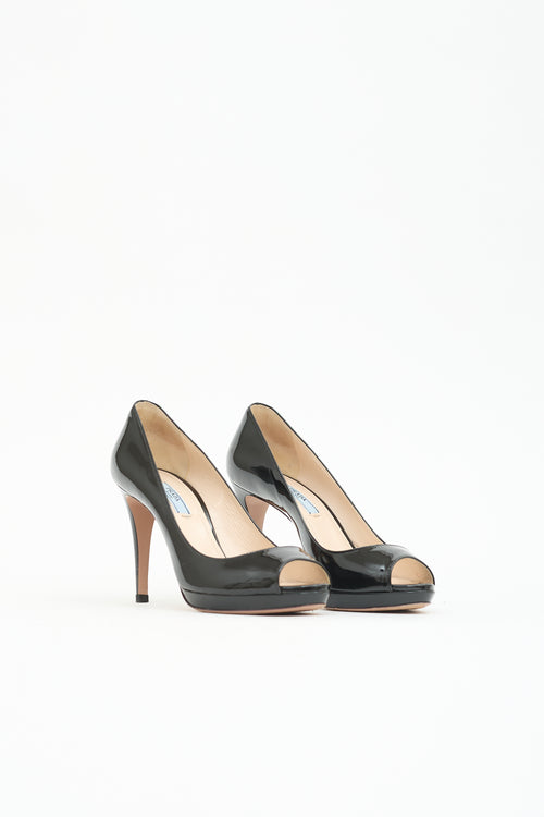 Prada Patent Peep Toe Pump